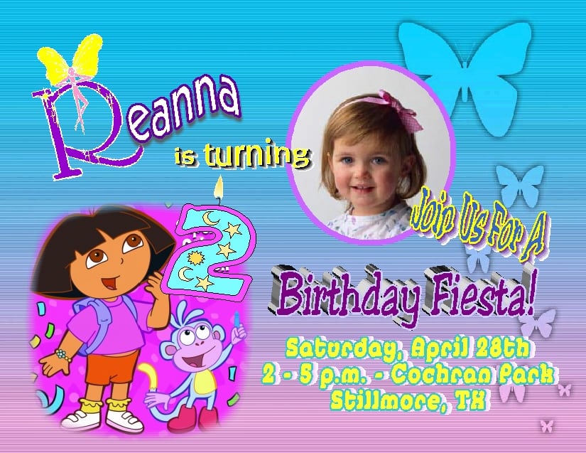 free printable dora the explorer party invitation template birthday