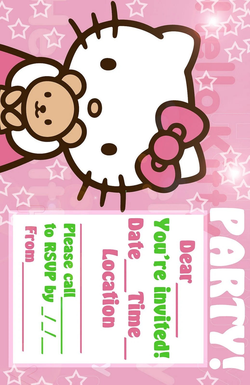 printable hello kitty birthday invitation cards