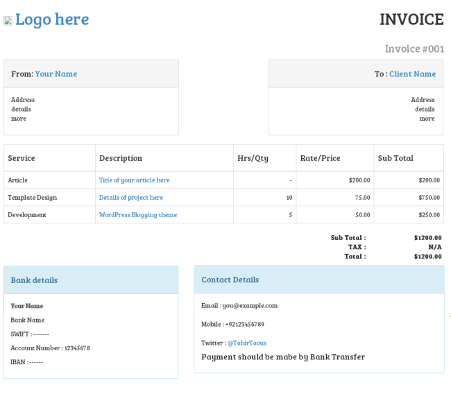 invoice template bootstrap invoice example