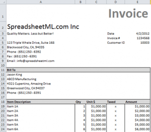 invoice template xls invoice example