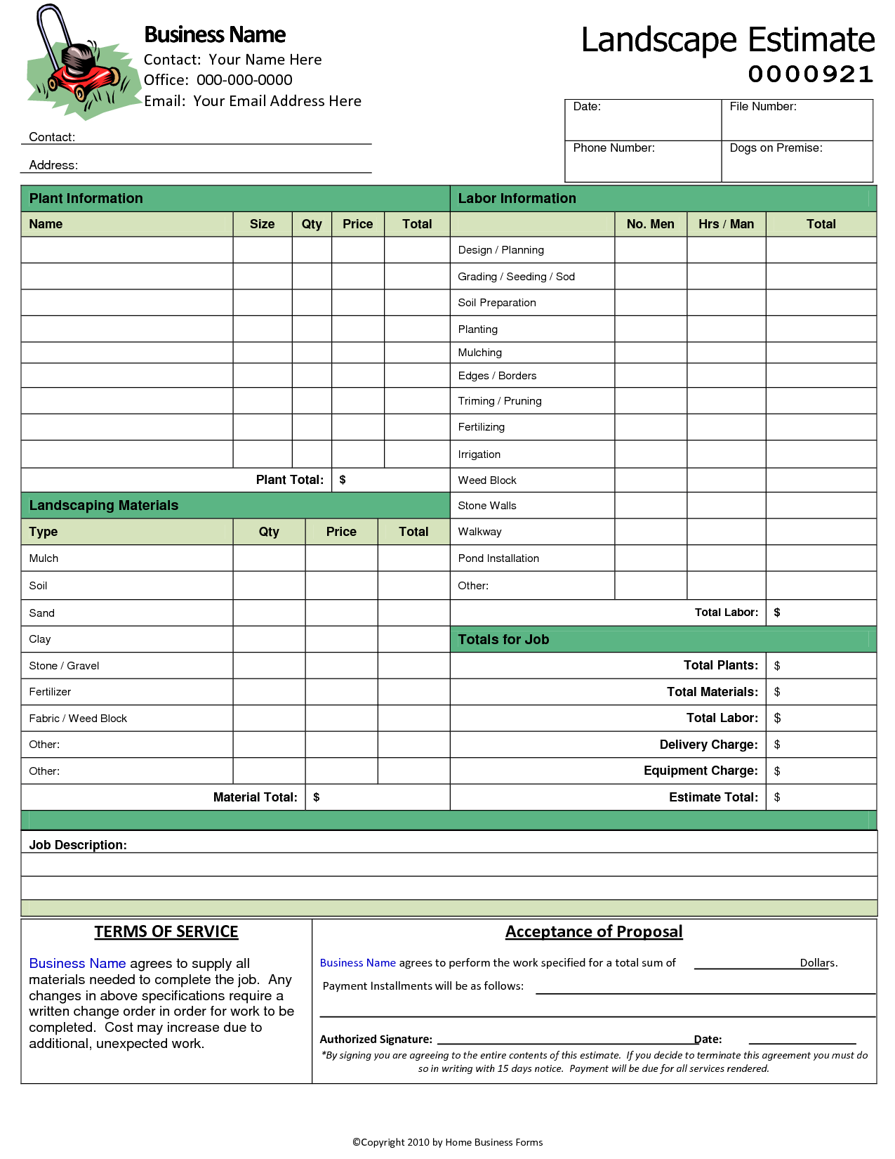 landscaping invoice template word invoice example