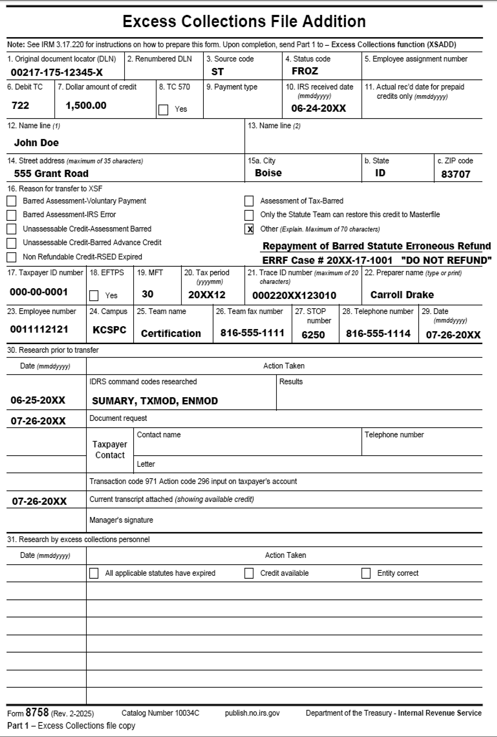 3 17 80 Working And Monitoring Category D Erroneous Refund Cases In Accounting Operations Internal Revenue Service