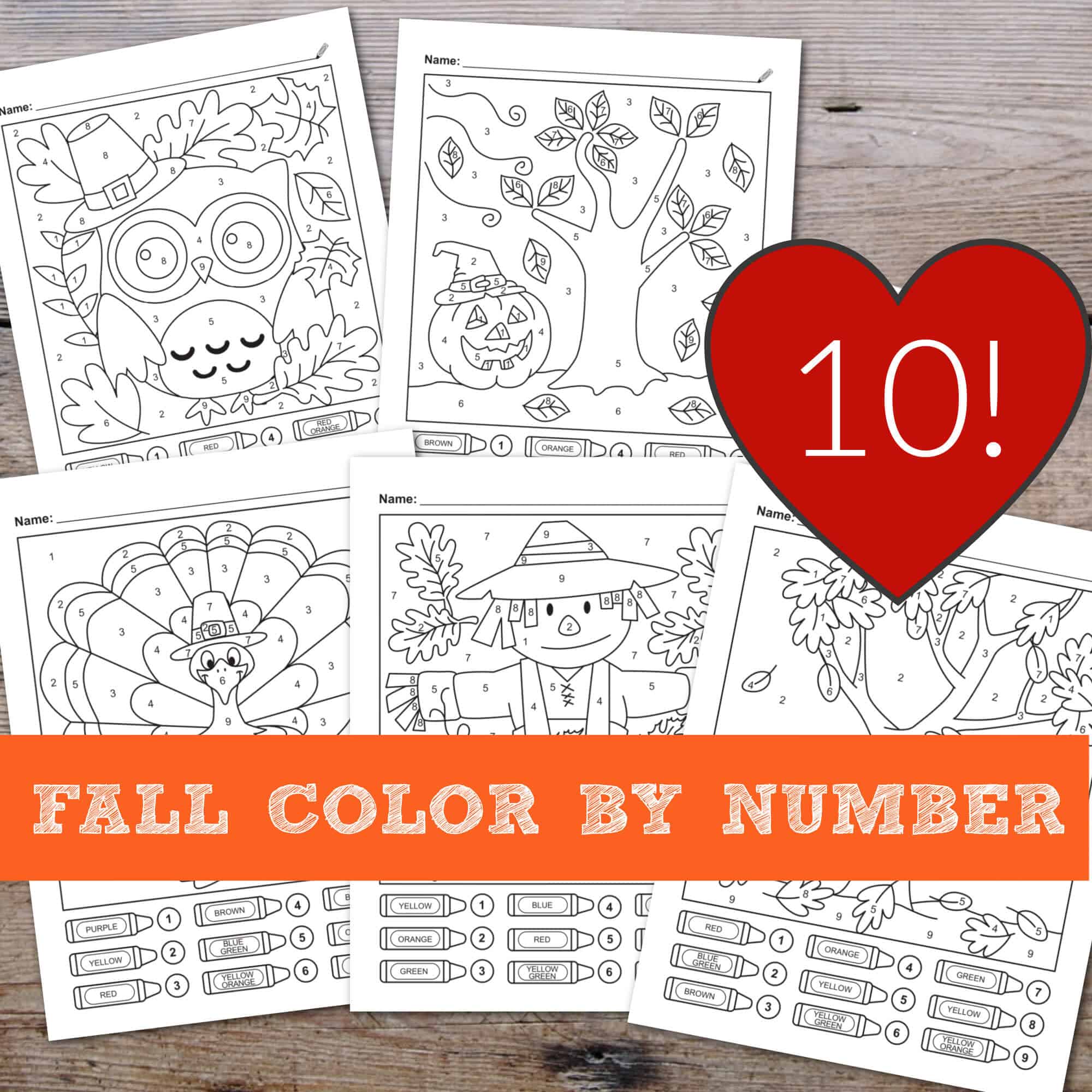 Color by number fall coloring pages
