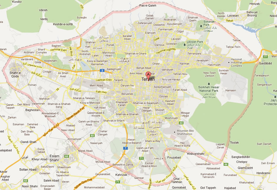 Tehran Map Iran Map Of Tehran 