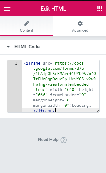Paste HTML Code