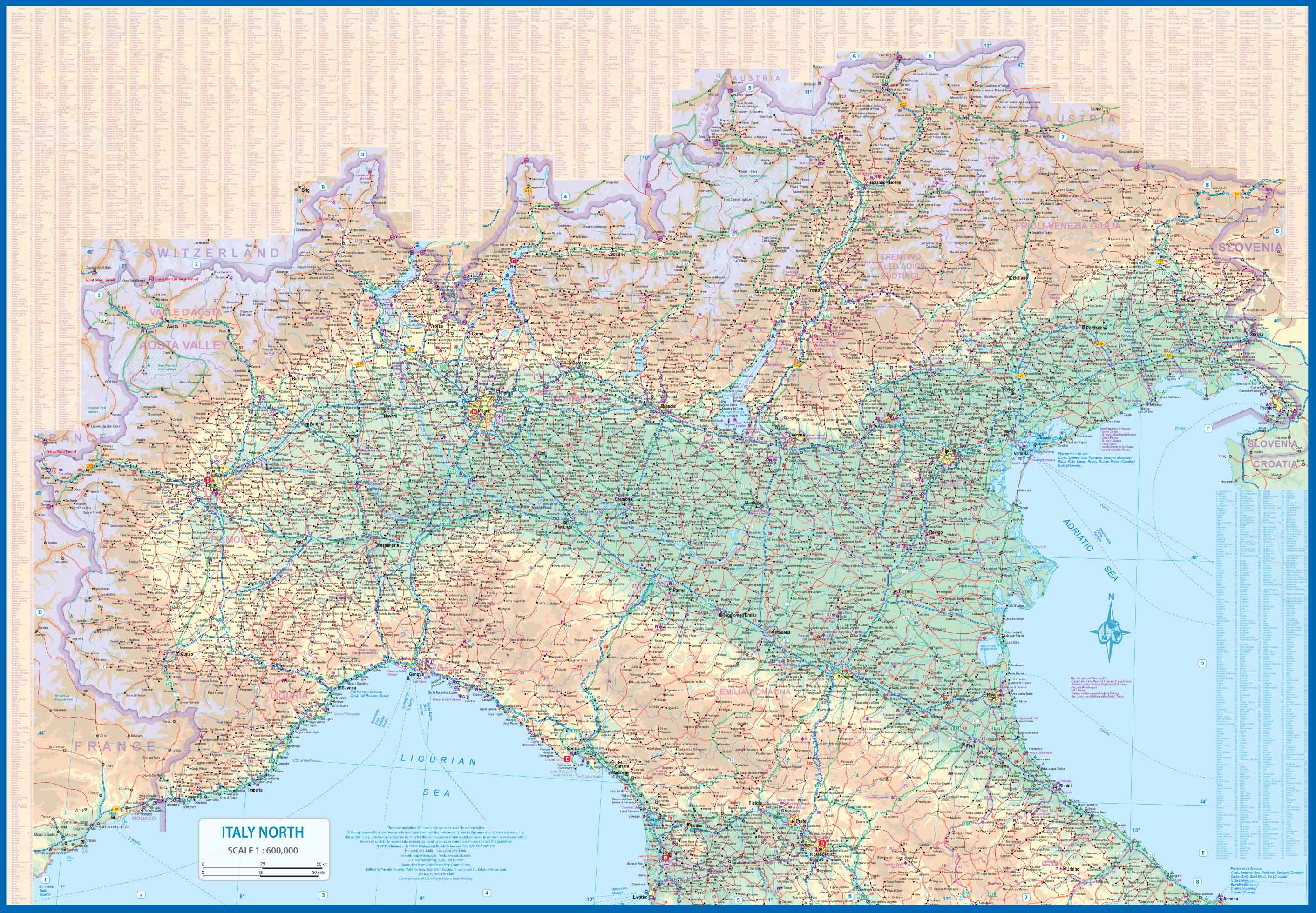 Travel Map Of Northern Italy Italy North Back 