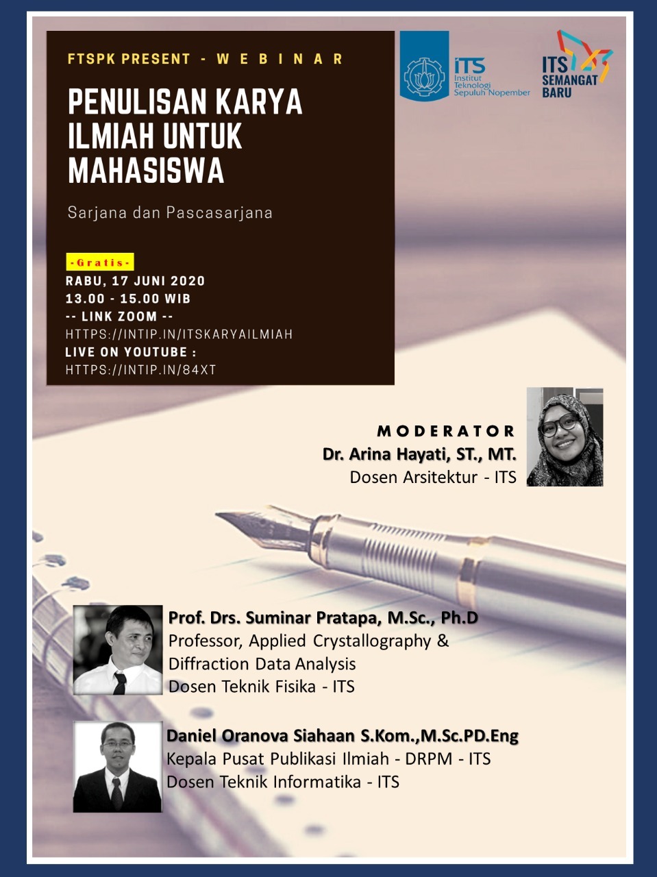 Inovasi karya ilmiah mahasiswa magang prodi fisika digelar pada seminar virtual. Penulisan Karya Ilmiah Untuk Mahasiswa Institut Teknologi Sepuluh Nopember