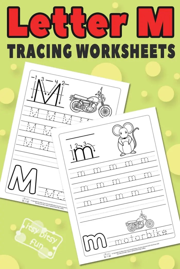letter m tracing worksheets itsybitsyfuncom
