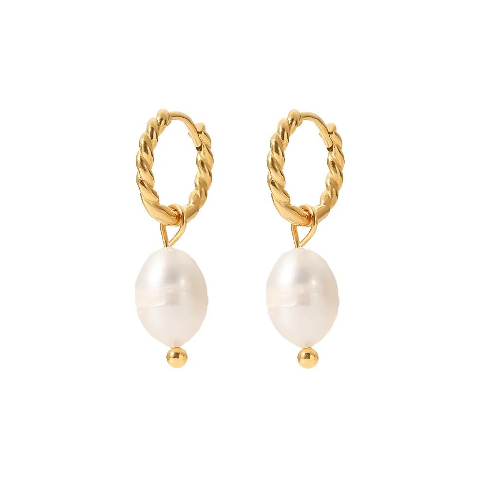 The Twisted Pearl Drop Hoops