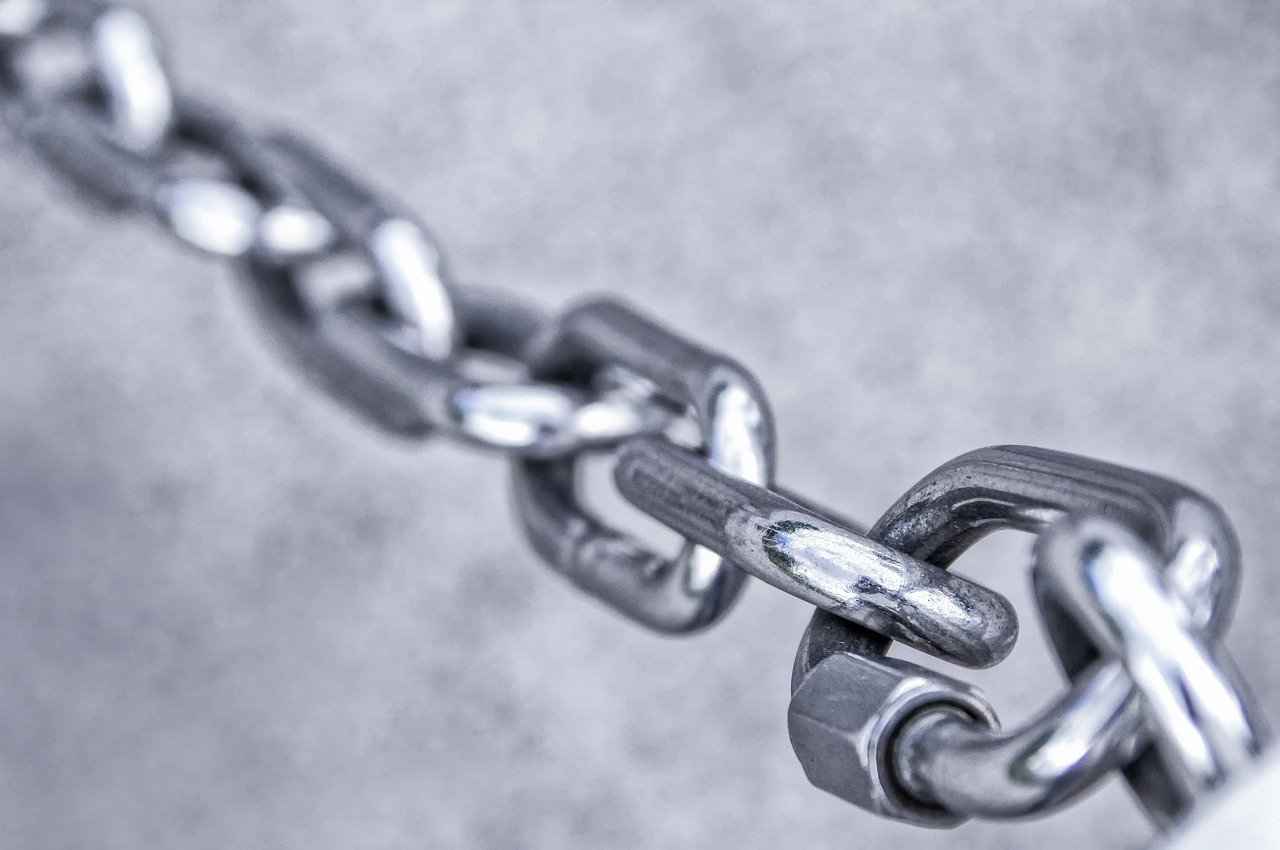 close up of links in a chain