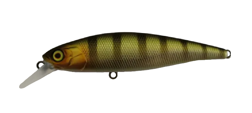 Leurre Jackall Squad Minnow 80SP, Couleur HL Perch, 80 Mm, 9.7 G, Suspend Avec Rattle - Neuf