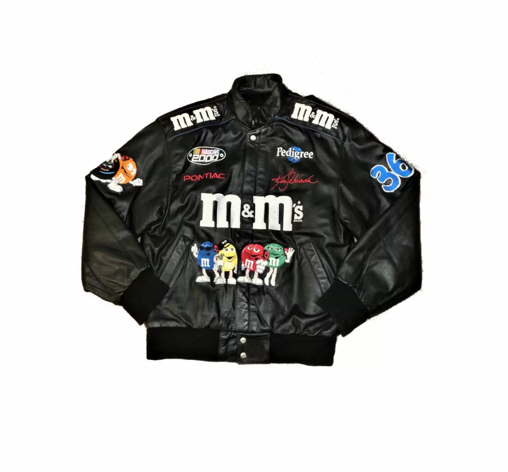 M\u0026M's Racing Team Black Leather Jacket 