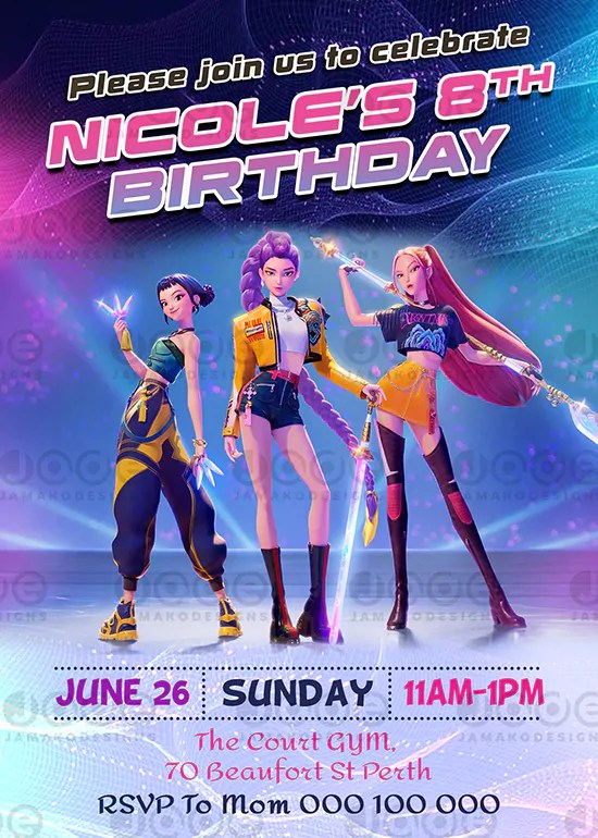 kpop demon hunters Birthday invitation