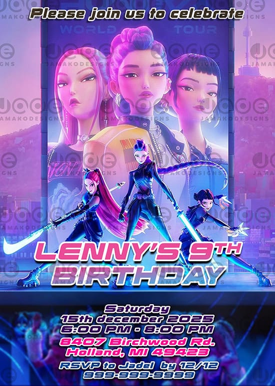 Kpop Demon Hunters Birthday Invitation
