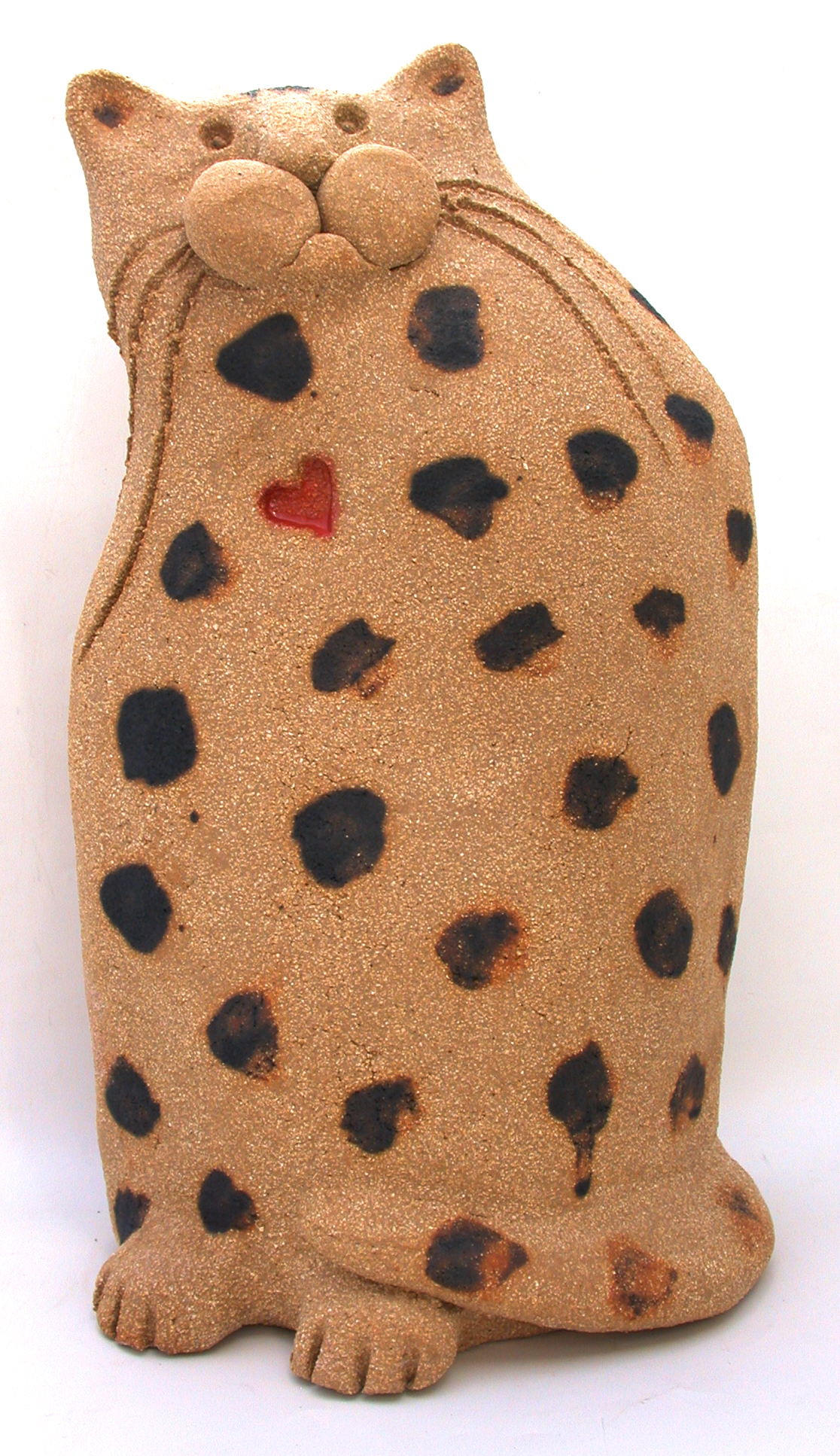 heart cat large, ceramic cat, pottery cat, handmade, stoneware, studio ceramics