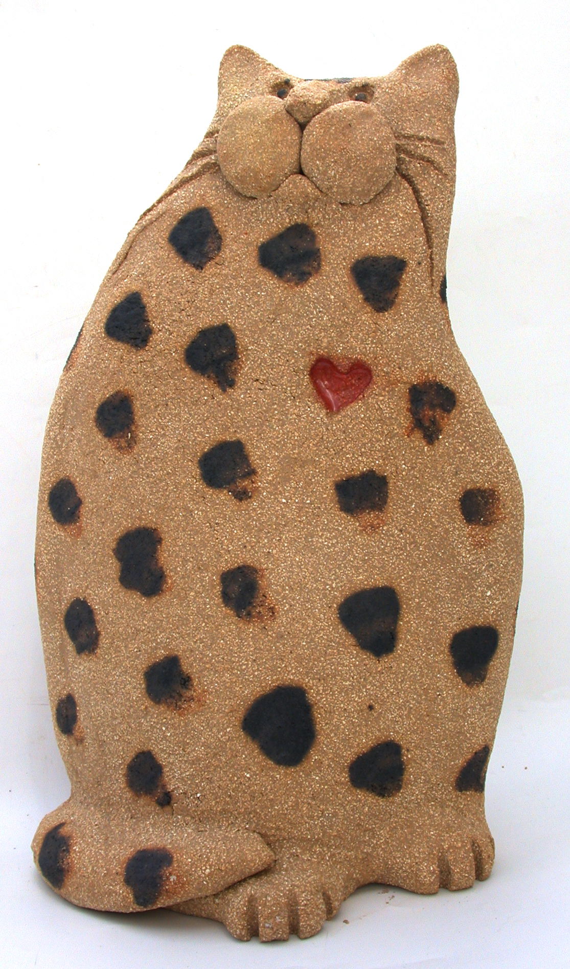 ceramic cat, heart cat, handmade studio ceramics, pottery cat, jane adams ceramics