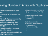 How To Find K Missing Numbers In Integer Array With Duplicates In Java