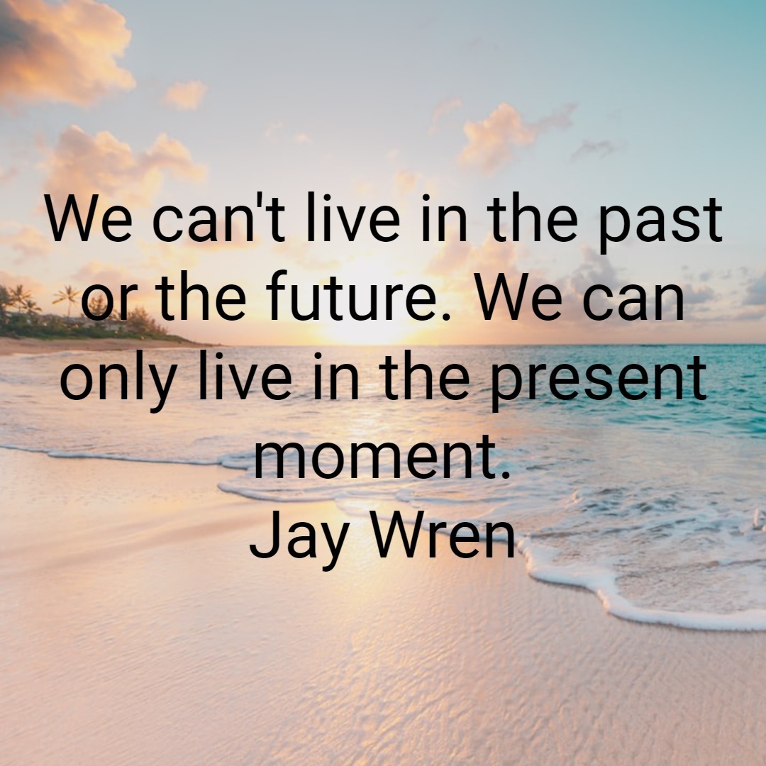 We can't live in the past or the future. We can only live in the present moment. Jay Wren