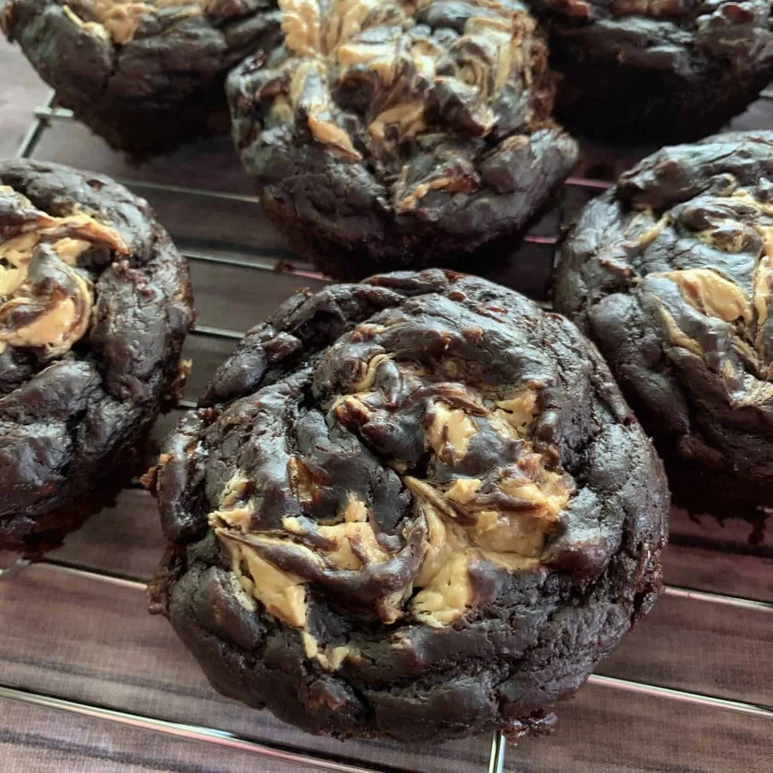 chocolate muffin with peanut butter swirl