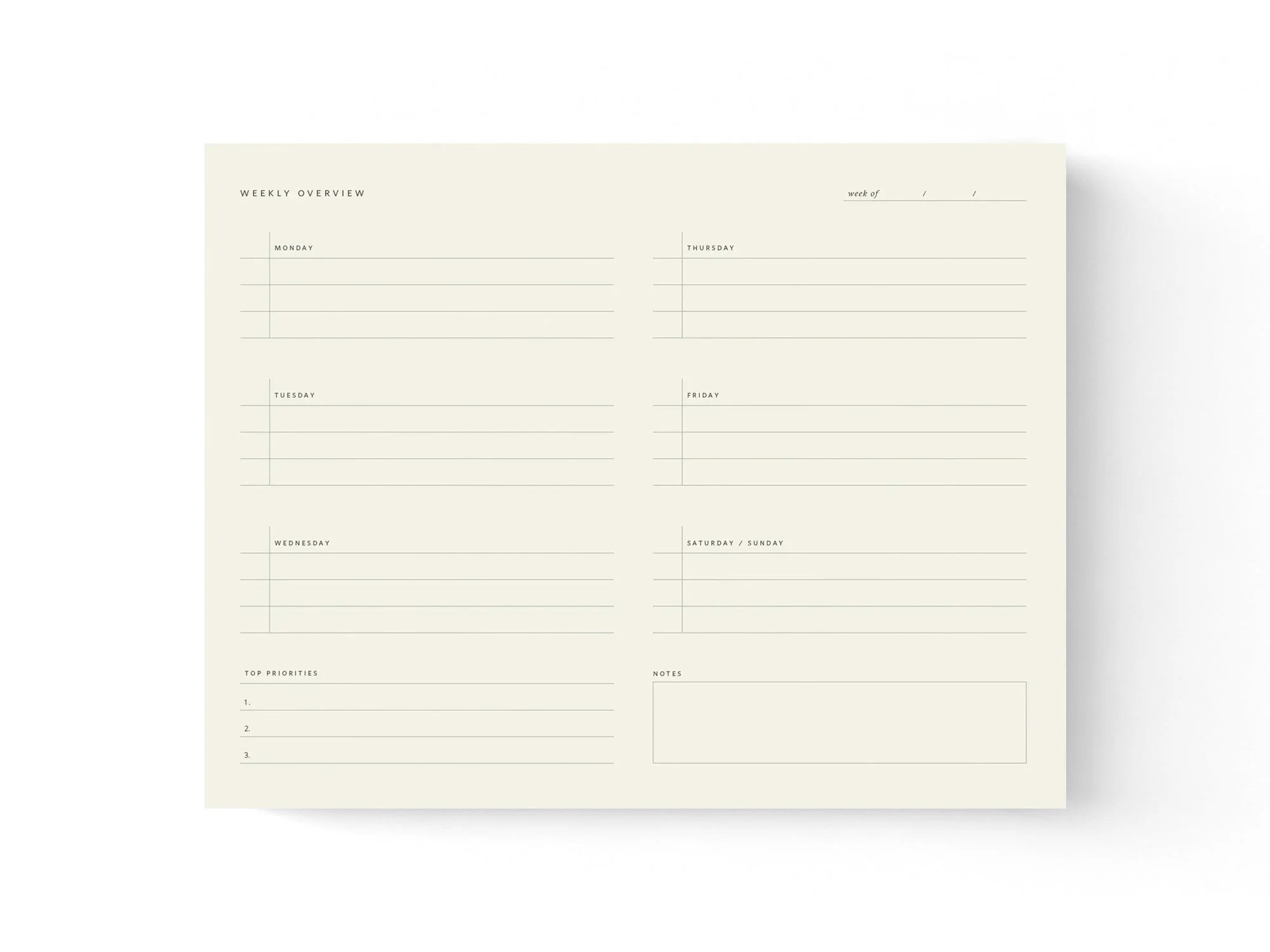 Weekly Overview Planner Notepad Jenni Bick Custom Journals - High Quality Dark Design - Retina