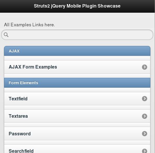 Preview for Struts2 jQuery Mobile Showcase 1 Struts2 jQuery Mobile Showcase