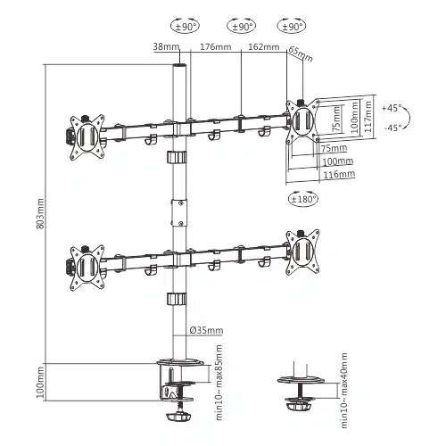 quad four monitor mount