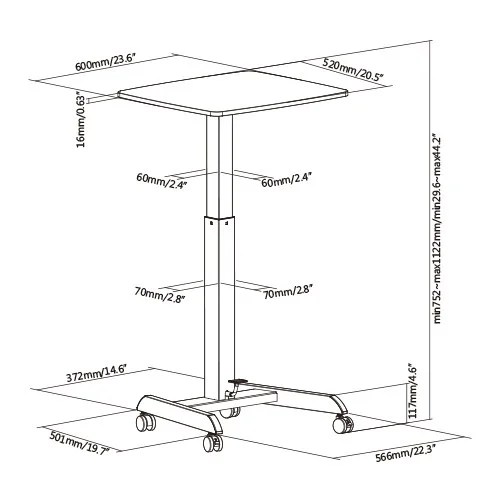 Height Adjustable Laptop Table