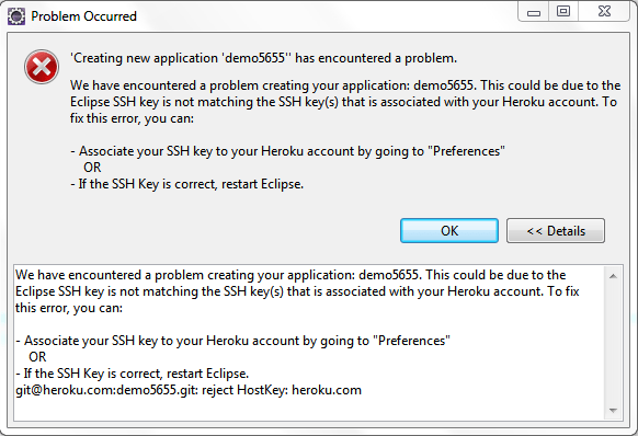Eclipse and Heroku SSH key is not matching