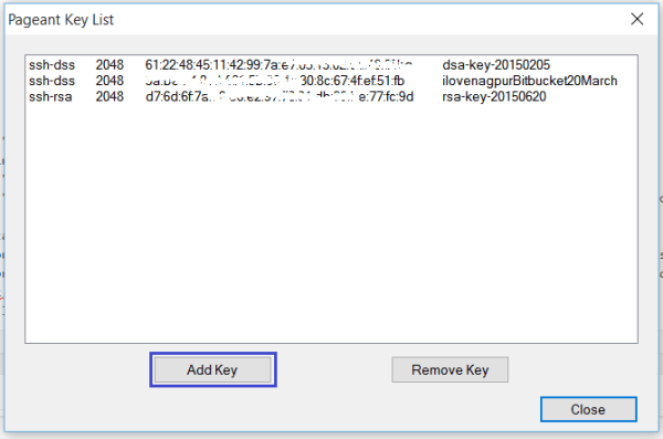 Pageant Load existing SSH keys