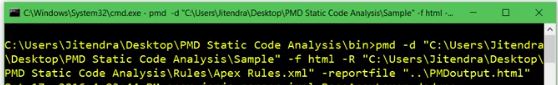 Sample command to run PMD from console