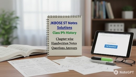 JKBOSE SST Notes Solutions for Class 9th History Pdf download Chapter wise Handwritten Notes Questions Answers