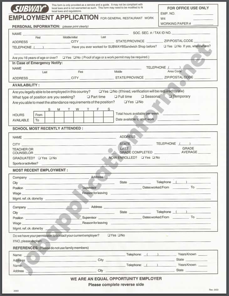 picture Subway Job Applications Online subway application online pdf 2021