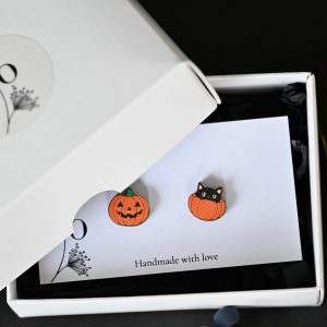Earrings "Cat in a pumpkin”