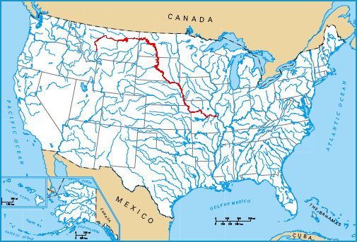 The Bridges And Structures Of Missouri River Map Us Mo.