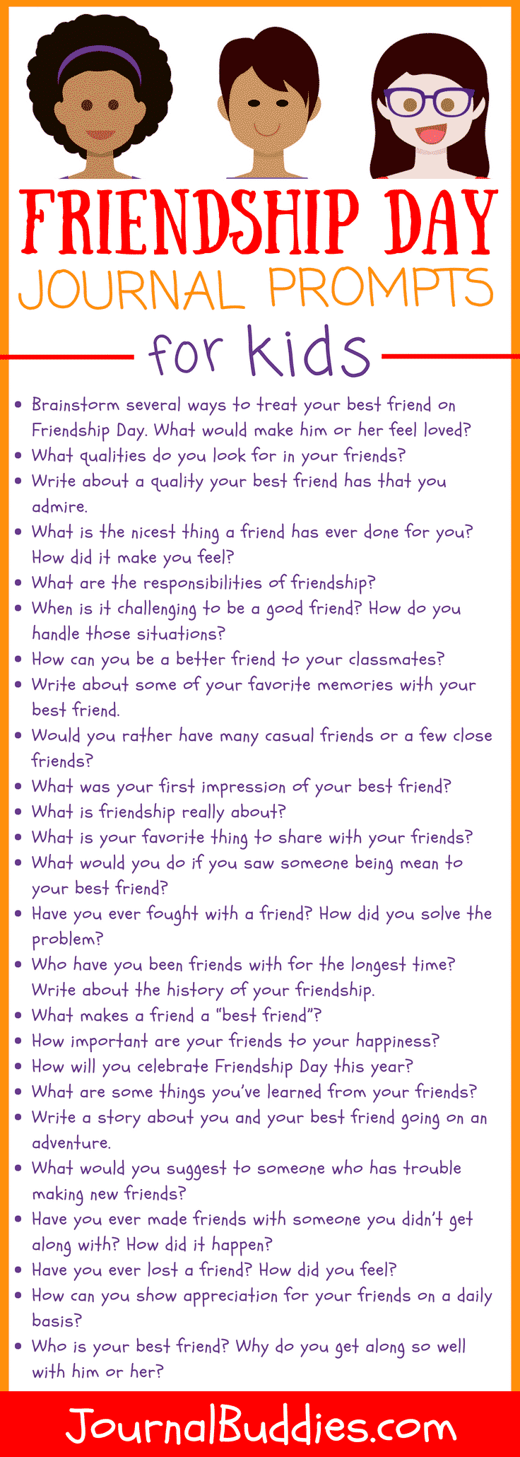 54 Friendship Day Journal Prompts For Kids Journalbuddies Com