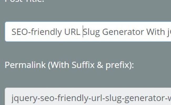 SEO-friendly URL Slug Generator With JQuery - Slugger | Free JQuery Plugins