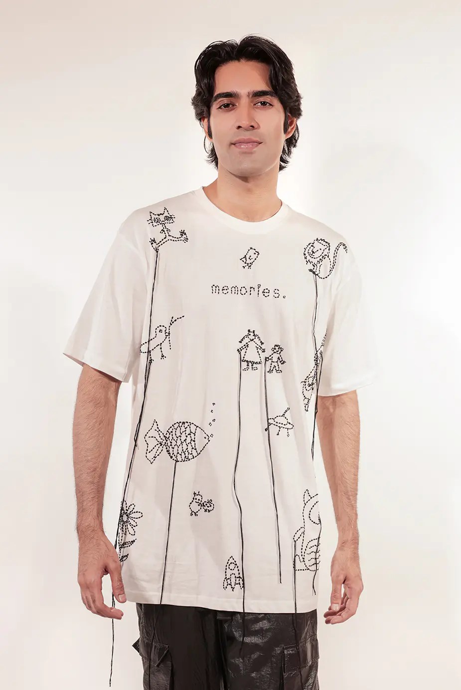 White Doodle Kantha - T-shirt