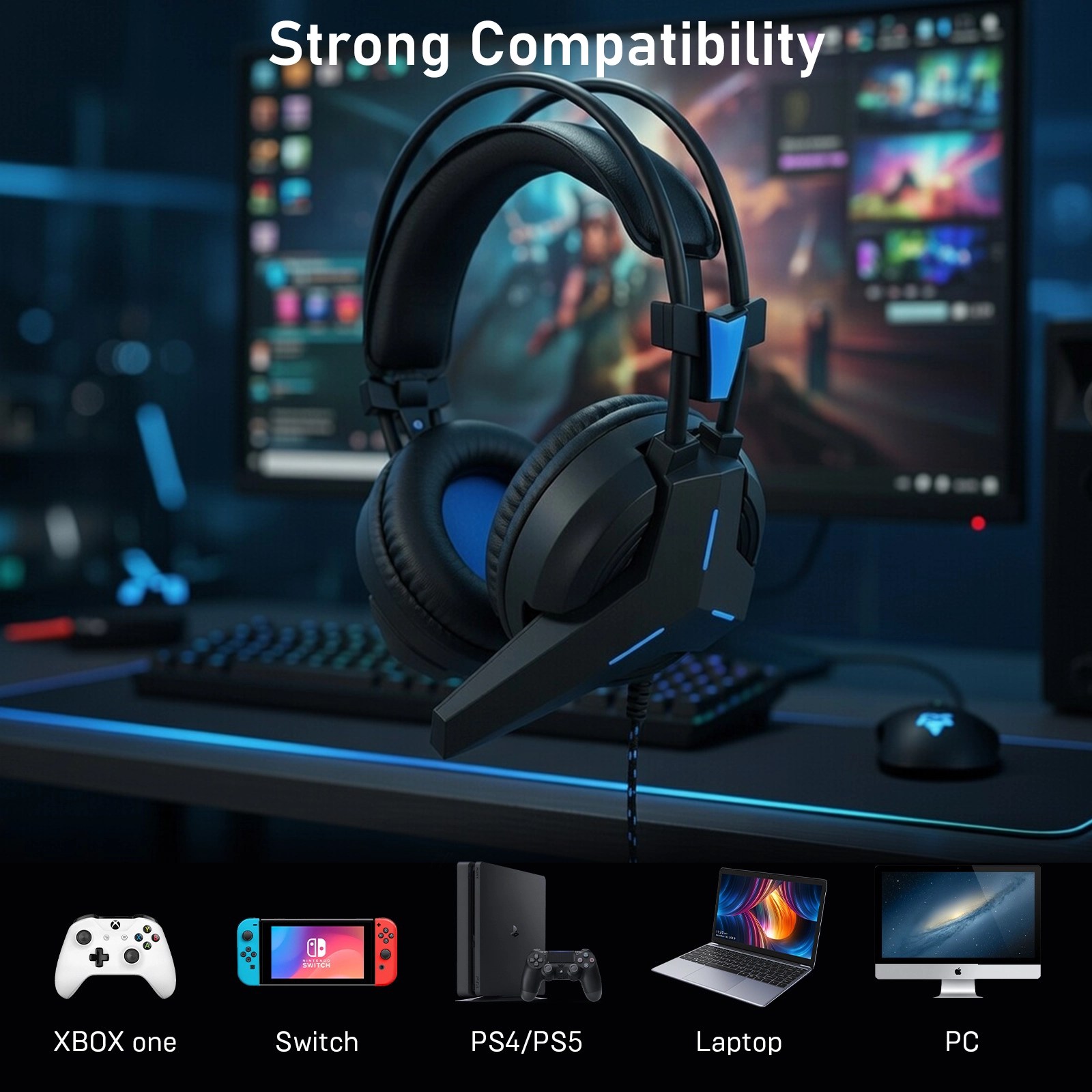 JUNYE JY-M268 Immersive Wired Gaming Headsets 7.1 sound card from oem factory