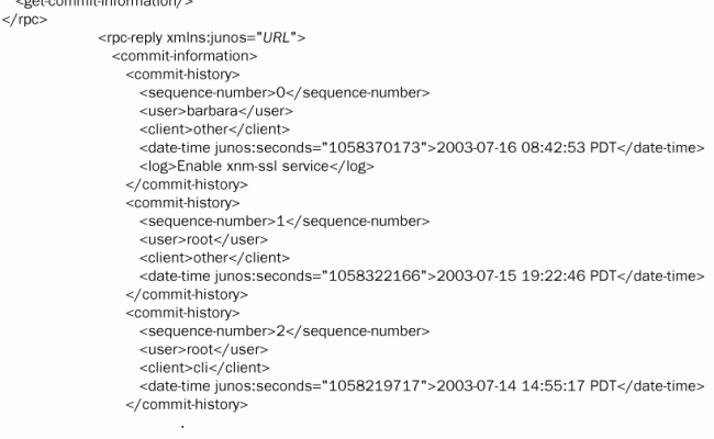 Log A Message About A Commit Operation Using The Junos XML Protocol ...