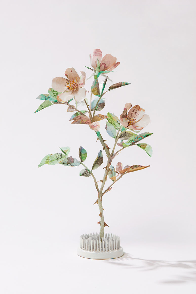 Banknote flower sculpture