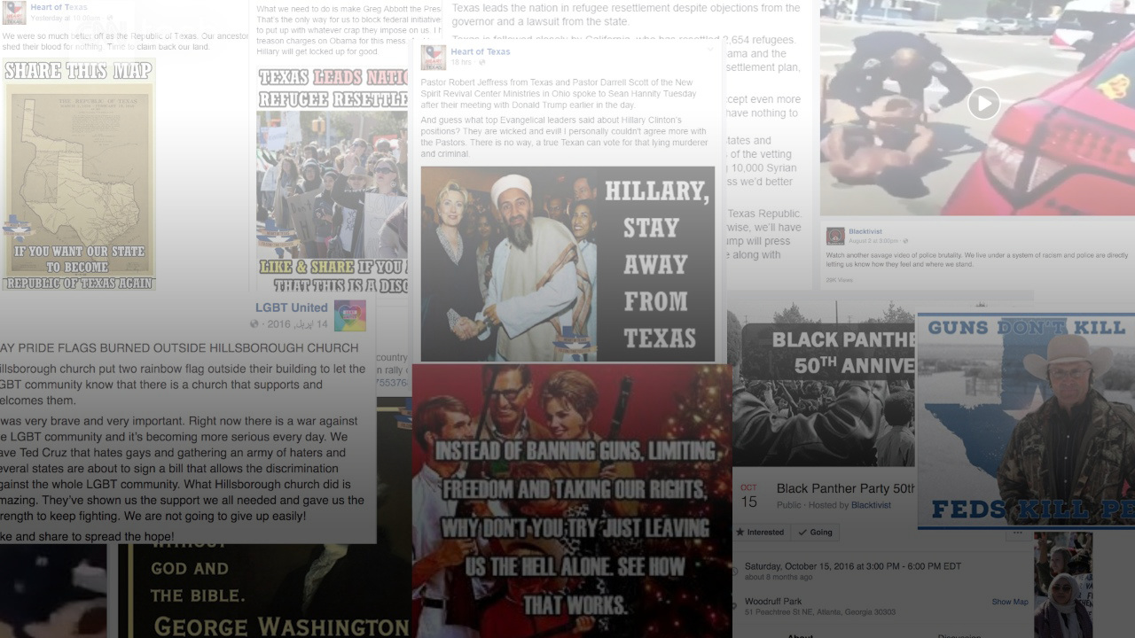 Clips of Facebook posts containing Russian propaganda.