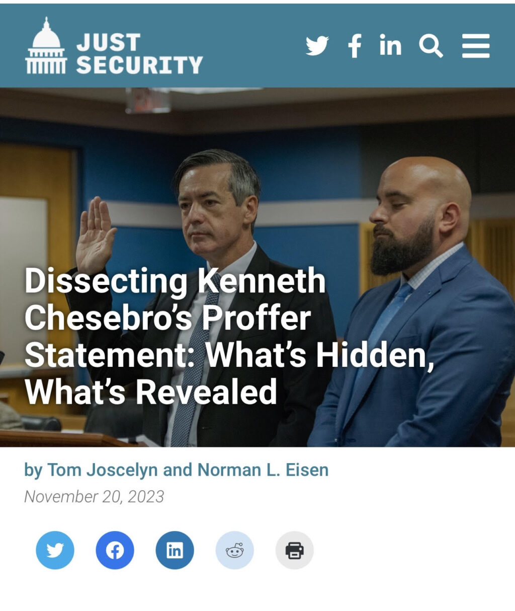 Dissecting Kenneth Chesebro's Proffer Statement: What's Hidden, What's Revealed - Vimarsana News