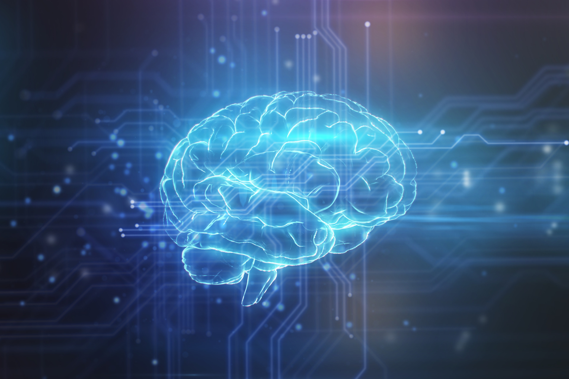 Visualization of a brain and artificial intelligence