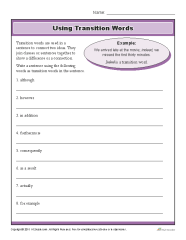 Read Online Transition Words Worksheet pdf Vcon duhs edu pk