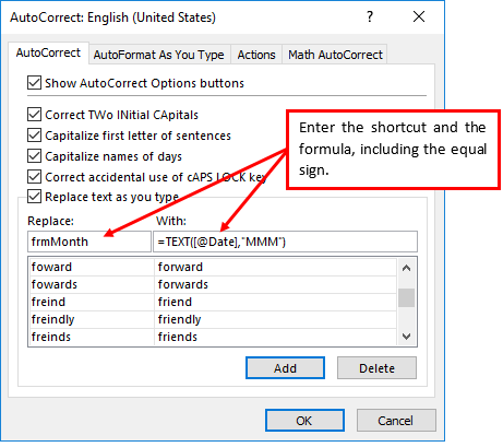 Then, click the place where you want to insert a line break. Using Excel S Autocorrect Feature To Store And Insert Formulas K2 Enterprises