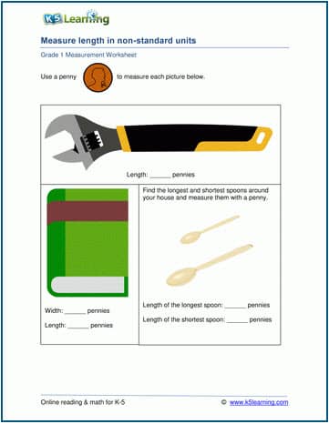 k5 learning adds grades 1 2 and 3 measurement worksheets