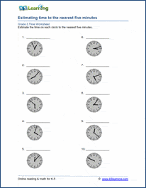 grade three time worksheet estimating time and units of time k5 learning