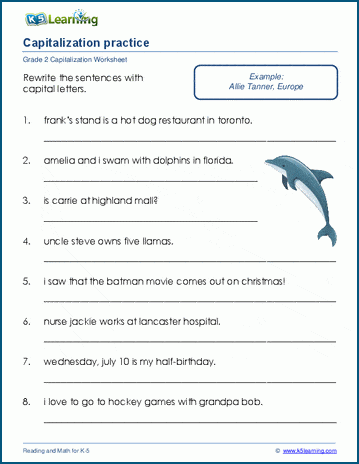 Capitalization mixed practice worksheets