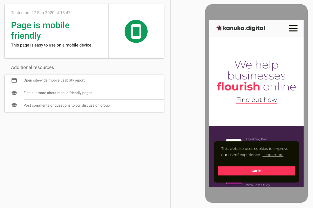 Google's Mobile-Friendly testing tool example to increase website traffic
