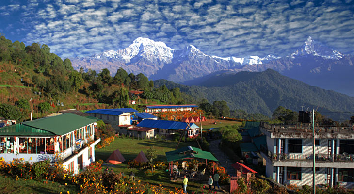 the magnificent himalaya views from sarangkot australian camp dhampus village
